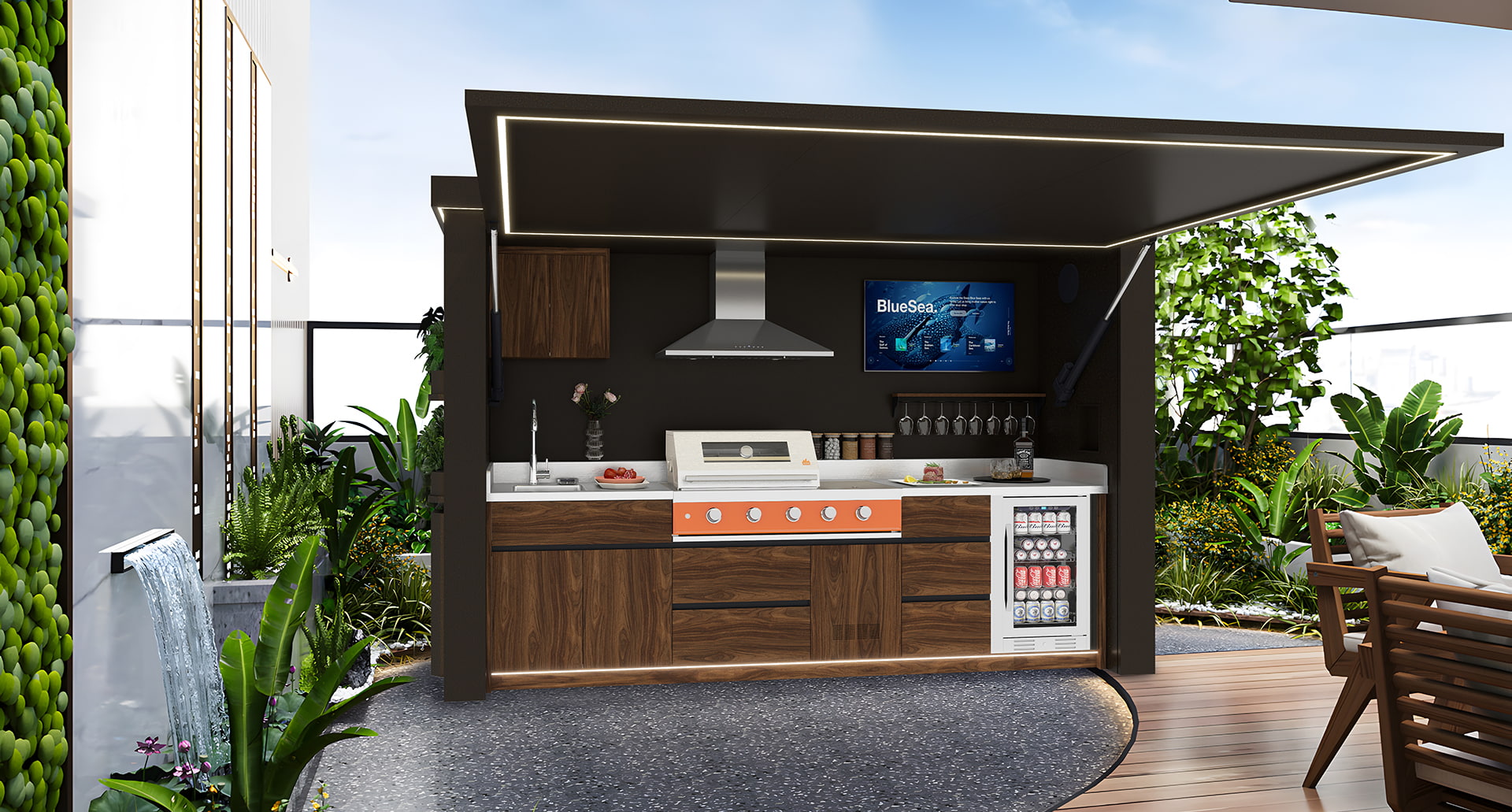 Pod BBQ cửa nâng